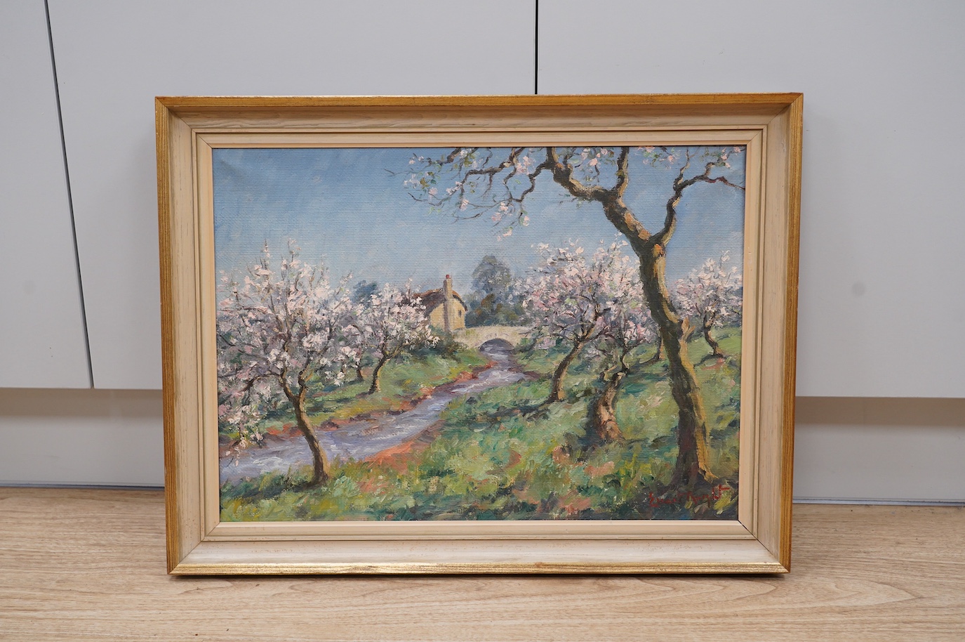 Ernest Knight (1915-1995), oil on canvas, Riverscape, signed, 39 x 54cm. Condition - good